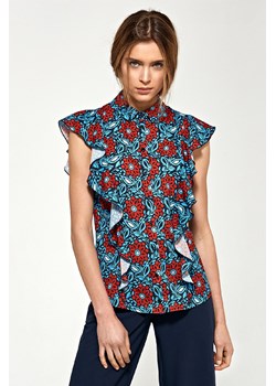 Bluzka damska z krótkim rękawem i falbanami w kwiaty ze sklepu 5.10.15 w kategorii Bluzki damskie - zdjęcie 169727345