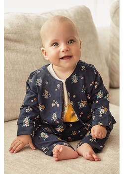 Bawełniane spodnie niemowlęce - granatowe w kwiatki ze sklepu 5.10.15 w kategorii Spodnie i półśpiochy - zdjęcie 169727459