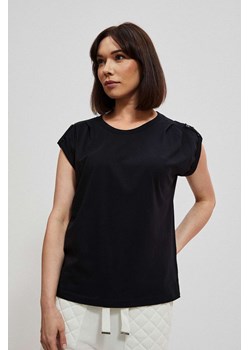 Czarna bawełniana bluzka damska z krótkim rękawem ze sklepu 5.10.15 w kategorii Bluzki damskie - zdjęcie 169727615