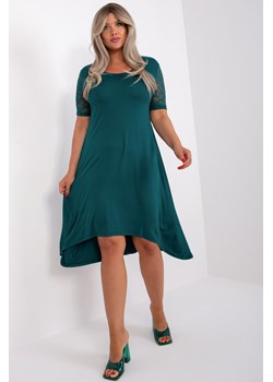 Ciemnozielona asymetryczna sukienka plus size ze sklepu 5.10.15 w kategorii Sukienki - zdjęcie 169727619