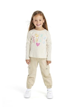 Dziewczęca bluzka beżowa z długim rękawem- Love vibe ze sklepu 5.10.15 w kategorii Bluzki dziewczęce - zdjęcie 169727637