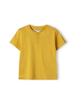 Zółty t-shirt bawełniany basic dla niemowlaka z guzikami ze sklepu 5.10.15 w kategorii Koszulki niemowlęce - zdjęcie 169727759