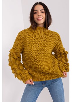 Oliwkowy sweter damski oversize z grubym splotem ze sklepu 5.10.15 w kategorii Swetry damskie - zdjęcie 169727765