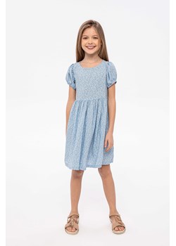Niebieska sukienka dziewczęca z wiskozy w kwiatki ze sklepu 5.10.15 w kategorii Sukienki dziewczęce - zdjęcie 169727788