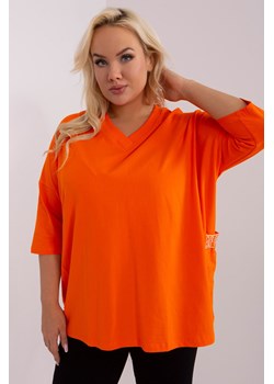 Bluzka plus size z dekoltem w serek pomarańczowy ze sklepu 5.10.15 w kategorii Bluzki damskie - zdjęcie 169728025
