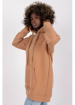 Bawełniana bluza pikowana z kapturem - camelowa ze sklepu 5.10.15 w kategorii Bluzy damskie - zdjęcie 169728196