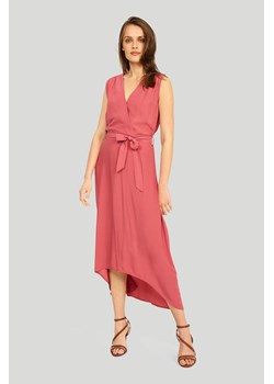 Asymetryczna sukienka damska wiązana w pasie - różowa ze sklepu 5.10.15 w kategorii Sukienki - zdjęcie 169728217
