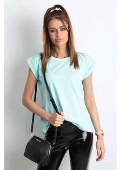 Gładki t-shirt damski miętowy ze sklepu 5.10.15 w kategorii Bluzki damskie - zdjęcie 169728256