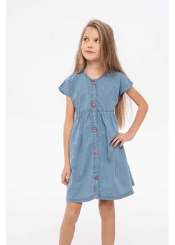 Jeansowa sukienka dziewczęca z krótkim rękawem ze sklepu 5.10.15 w kategorii Sukienki dziewczęce - zdjęcie 169728328