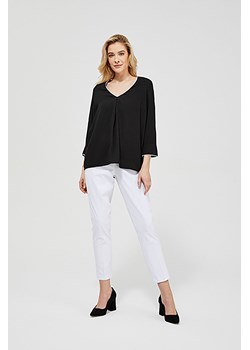 Czarna bluzka z białą ozdobną lamówką ze sklepu 5.10.15 w kategorii Bluzki damskie - zdjęcie 169728537
