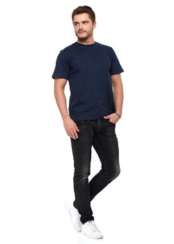Bawełniany t -shirt męski z okrągłym dekoltem - 2 pak - granatowy - czarny ze sklepu 5.10.15 w kategorii T-shirty męskie - zdjęcie 169728598