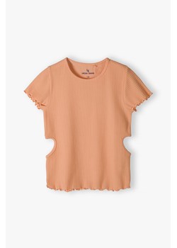 T-shirt dziewczęcy z wycięciami - brzoskwiniowy - Lincoln&Sharks ze sklepu 5.10.15 w kategorii Bluzki dziewczęce - zdjęcie 169728638