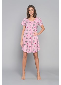 Bawełniana koszula nocna damska w leniwce - różowa ze sklepu 5.10.15 w kategorii Koszule nocne - zdjęcie 169728639