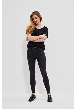 Czarne spodnie damskie jeansowe skinny z przetarciami ze sklepu 5.10.15 w kategorii Jeansy damskie - zdjęcie 169728729