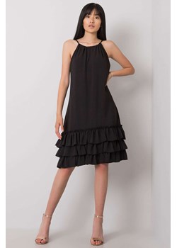 RUE PARIS Sukienka z ozdobnymi falbankami - czarna ze sklepu 5.10.15 w kategorii Sukienki - zdjęcie 169728885