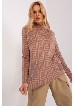Brązowo-camelowy wzorzysty sweter z golfem ze sklepu 5.10.15 w kategorii Swetry damskie - zdjęcie 169729126