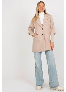Beżowy damski płaszcz z kieszeniami OCH BELLA ze sklepu 5.10.15 w kategorii Płaszcze damskie - zdjęcie 169729206