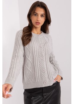 Sweter rozpinany w warkocze szary ze sklepu 5.10.15 w kategorii Swetry damskie - zdjęcie 169729598