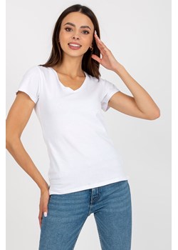 Biały gładki t-shirt  z bawełny ze sklepu 5.10.15 w kategorii Bluzki damskie - zdjęcie 169729887