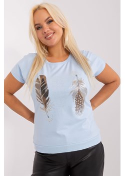 Jasnoniebieska bluzka plus size z aplikacją ze sklepu 5.10.15 w kategorii Bluzki damskie - zdjęcie 169730149