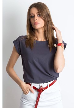 Gładki t-shirt damski grafitowy ze sklepu 5.10.15 w kategorii Bluzki damskie - zdjęcie 169730289