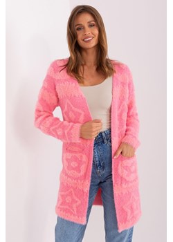 Długi kardigan z kieszeniami różowy ze sklepu 5.10.15 w kategorii Swetry damskie - zdjęcie 169730345