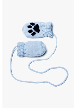 Rękawiczki na sznurku z polarowym podszyciem z łapkami - niebieskie ze sklepu 5.10.15 w kategorii Rękawiczki dziecięce - zdjęcie 169730576