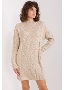 Beżowy sweter damski z warkoczami ze sklepu 5.10.15 w kategorii Sukienki - zdjęcie 169730607