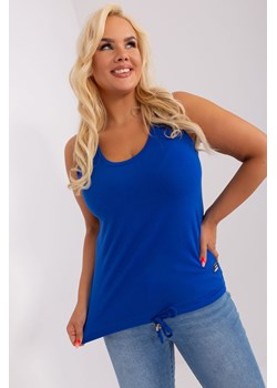 Kobaltowy damski top plus size z bawełny ze sklepu 5.10.15 w kategorii Bluzki damskie - zdjęcie 169730636