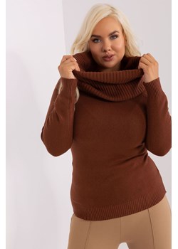 Ciemnobrązowy sweter plus size ze ściągaczami ze sklepu 5.10.15 w kategorii Swetry damskie - zdjęcie 169730799