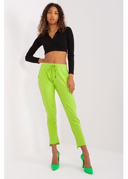 Spodnie basic z asymetrycznymi nogawkami limonkowy ze sklepu 5.10.15 w kategorii Spodnie damskie - zdjęcie 169730915