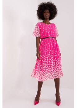 Różowo-biała sukienka damska midi w grochy ze sklepu 5.10.15 w kategorii Sukienki - zdjęcie 169730985