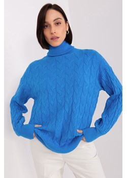 Damski sweter z golfem i ściągaczami niebieski ze sklepu 5.10.15 w kategorii Swetry damskie - zdjęcie 169730987