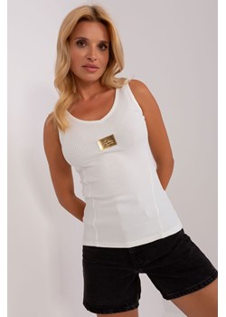 Ecru prążkowany top z bawełny ze sklepu 5.10.15 w kategorii Bluzki damskie - zdjęcie 169731086