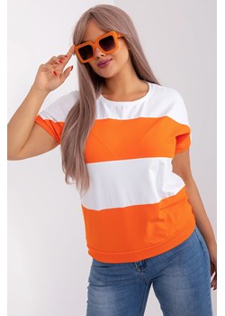 Ecru-pomarańczowa bluzka damska plus size z bawełny ze sklepu 5.10.15 w kategorii Bluzki damskie - zdjęcie 169731368
