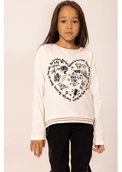 Kremowa bluzka dziewczęca z sercem ze sklepu 5.10.15 w kategorii Bluzki dziewczęce - zdjęcie 169731396