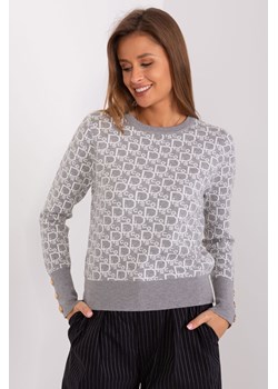 Sweter damski klasyczny z okrągłym dekoltem szary ze sklepu 5.10.15 w kategorii Swetry damskie - zdjęcie 169731585