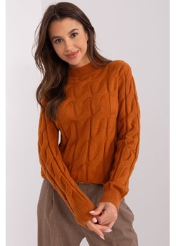 Sweter z warkoczami i półgolfem jasny brązowy ze sklepu 5.10.15 w kategorii Swetry damskie - zdjęcie 169731728