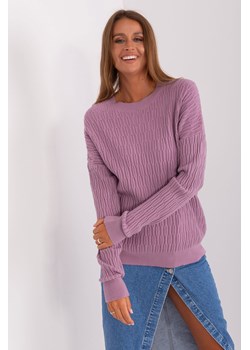 Jasnofioletowy damski sweter klasyczny we wzory ze sklepu 5.10.15 w kategorii Swetry damskie - zdjęcie 169731735