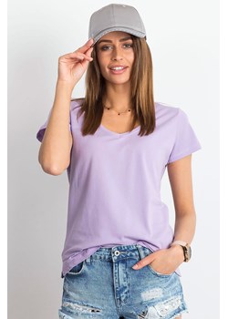 T-shirt damski w serek jasnofioletowy ze sklepu 5.10.15 w kategorii Bluzki damskie - zdjęcie 169731985