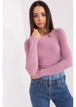 Jasnofioletowy damski sweter klasyczny w prążek ze sklepu 5.10.15 w kategorii Swetry damskie - zdjęcie 169731989
