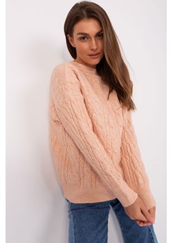 Brzoskwiniowy damski sweter z warkoczami ze sklepu 5.10.15 w kategorii Swetry damskie - zdjęcie 169732025
