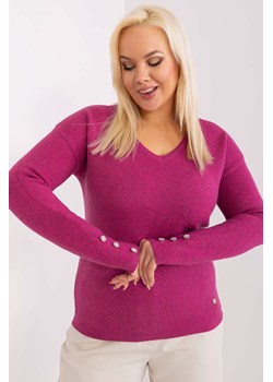 Klasyczny sweter plus size z wiskozy fioletowy ze sklepu 5.10.15 w kategorii Swetry damskie - zdjęcie 169732089