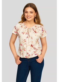 Bluzka damska w kwiaty - kremowa ze sklepu 5.10.15 w kategorii Bluzki damskie - zdjęcie 169732167
