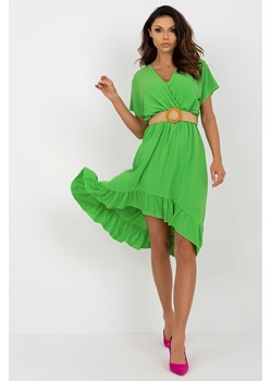 Jasnozielona sukienka z falbaną i paskiem ze sklepu 5.10.15 w kategorii Sukienki - zdjęcie 169732275