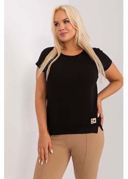 Czarna damska bluzka plus size z rozcięciam ze sklepu 5.10.15 w kategorii Bluzki damskie - zdjęcie 169732299
