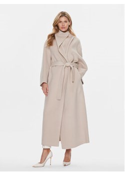Calvin Klein Płaszcz wełniany K20K206746 Beżowy Relaxed Fit ze sklepu MODIVO w kategorii Płaszcze damskie - zdjęcie 169734059