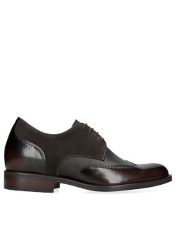 Brązowe buty podwyższające ze skóry +7 cm, Conhpol, CH6394-01 ze sklepu Konopka Shoes w kategorii Półbuty męskie - zdjęcie 169734498