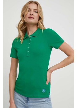 Tommy Hilfiger polo damski kolor zielony ze sklepu ANSWEAR.com w kategorii Bluzki damskie - zdjęcie 169736067