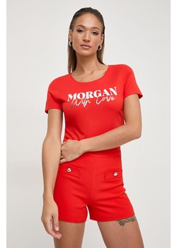 Morgan t-shirt damski kolor czerwony ze sklepu ANSWEAR.com w kategorii Bluzki damskie - zdjęcie 169739196